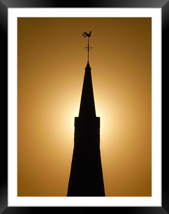 Church Spire Silhouette Framed Mounted Print by George Thurgood Howland