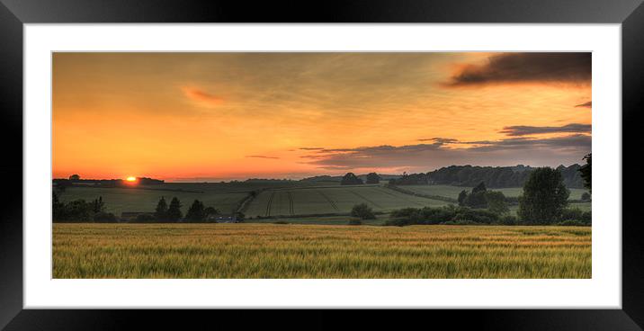 Sunset over the fields Framed Mounted Print by James Battersby