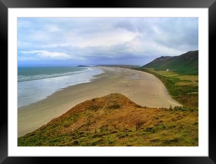 Rhossili Beach,South Wales.1 Framed Mounted Print by Kleve 