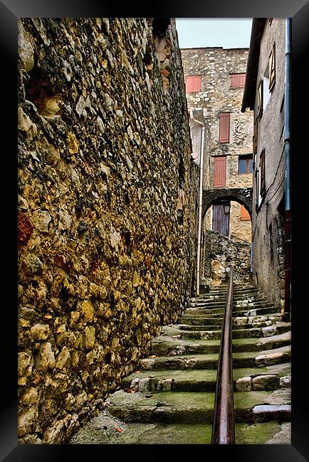 Steep Alley in France Framed Print by Jacqi Elmslie