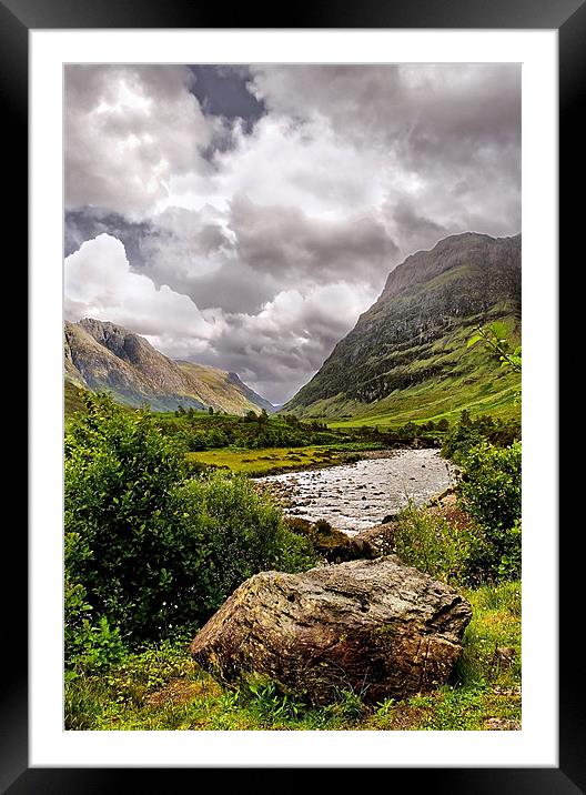 Looking along the River Coe to Glencoe Framed Mounted Print by Jacqi Elmslie