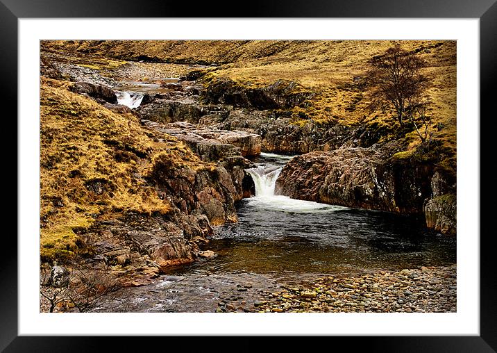 Glen Etive Waterfall, Scotland Framed Mounted Print by Jacqi Elmslie