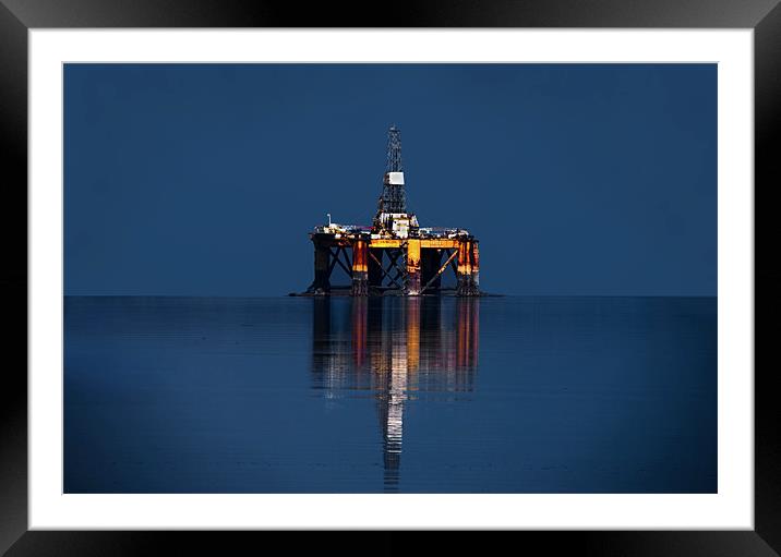Oil Rig In the Cromarty Firth Framed Mounted Print by Jacqi Elmslie