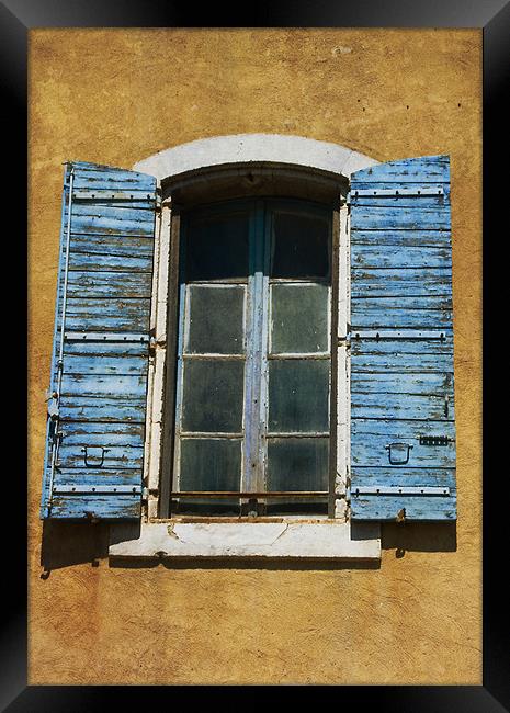 Old Window with Blue Shutters Framed Print by Jacqi Elmslie