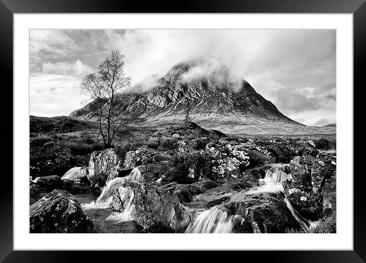 Buachaille Etive Mor black and white Framed Mounted Print by Jacqi Elmslie