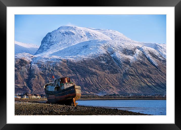 Ben Nevis and Boat Framed Mounted Print by Jacqi Elmslie