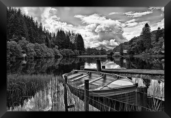 Loch Ard black and white Scotland Framed Print by Jacqi Elmslie