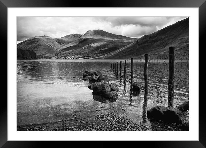 Scafell and Wastwater in Black and White Framed Mounted Print by Jacqi Elmslie