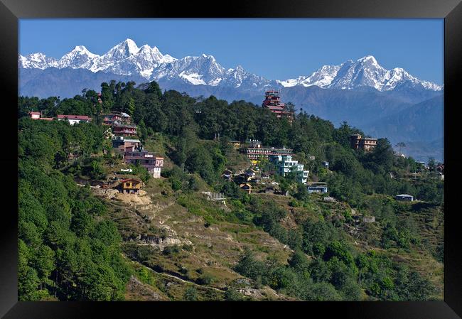 View of the Himalayas from Nagarkot Nepal Framed Print by Jacqi Elmslie