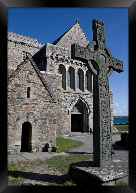 Iona Abbey and Celtic Cross Framed Print by Jacqi Elmslie