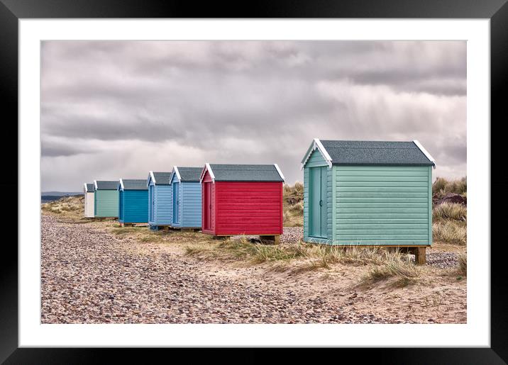 Beach Huts by Findhorn Beach Framed Mounted Print by Jacqi Elmslie