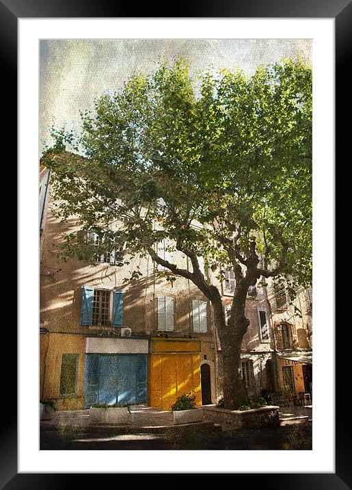 Colourful corner of Aups, Provence, France Framed Mounted Print by Jacqi Elmslie