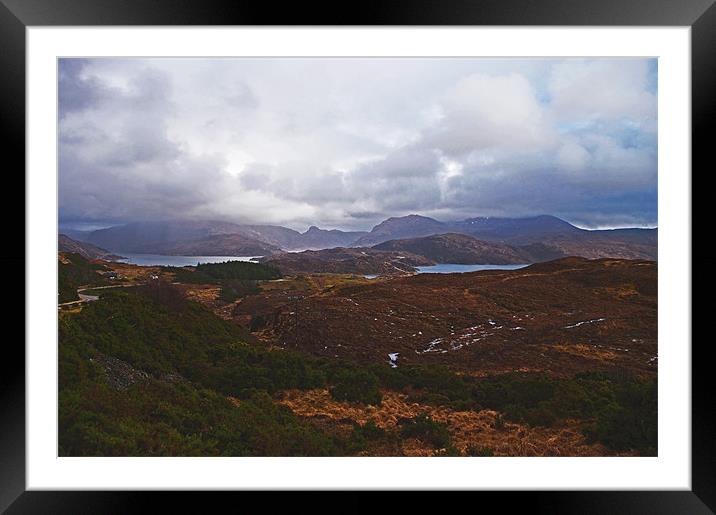 Landscape Near Kylesku, north-west Scotland Framed Mounted Print by Jacqi Elmslie