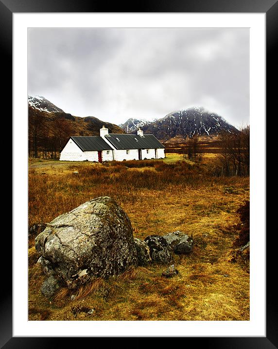 Black Rock Cottage, Glencoe, Scotland Framed Mounted Print by Jacqi Elmslie