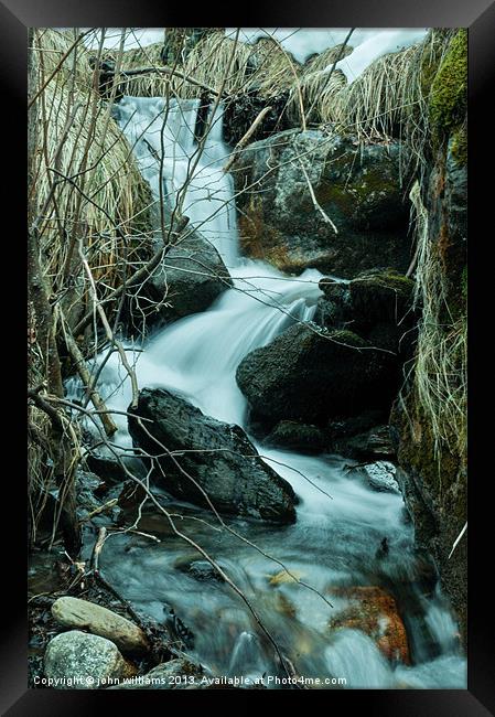 winter waterfall Framed Print by john williams