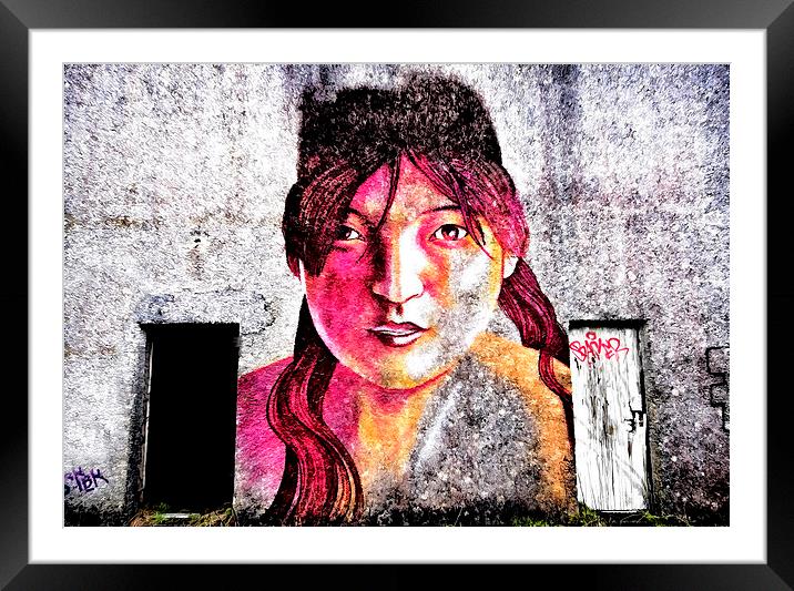 Graffiti Girl Framed Mounted Print by Jim kernan
