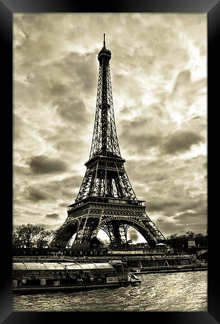 Eiffel Tower By The Seine Framed Print by Jim kernan