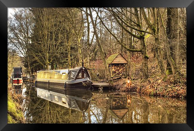 Canal Boat Framed Print by Jim kernan