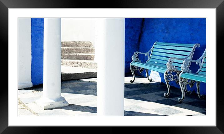 turquoise chairs Framed Mounted Print by Jenny Purdy