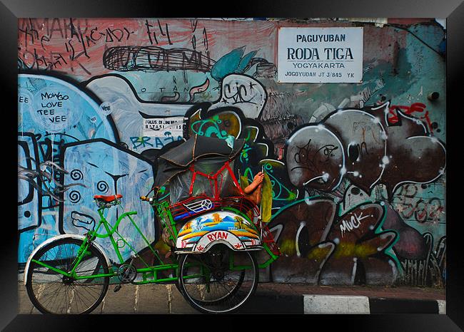 Indonesian Rikshaw  Framed Print by Alexander Mieszkowski