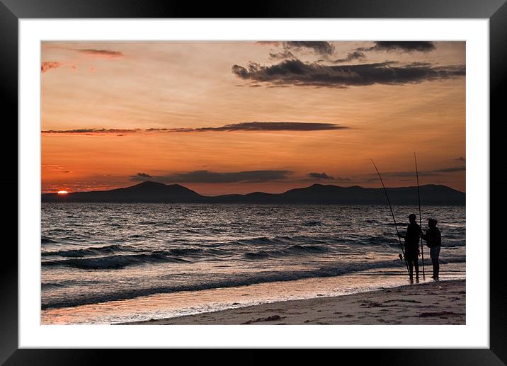 Sunset Fishing Framed Mounted Print by Alexander Mieszkowski