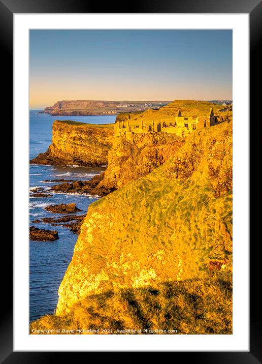 Majestic Dunluce Castle in the Golden Hour Framed Mounted Print by David McFarland