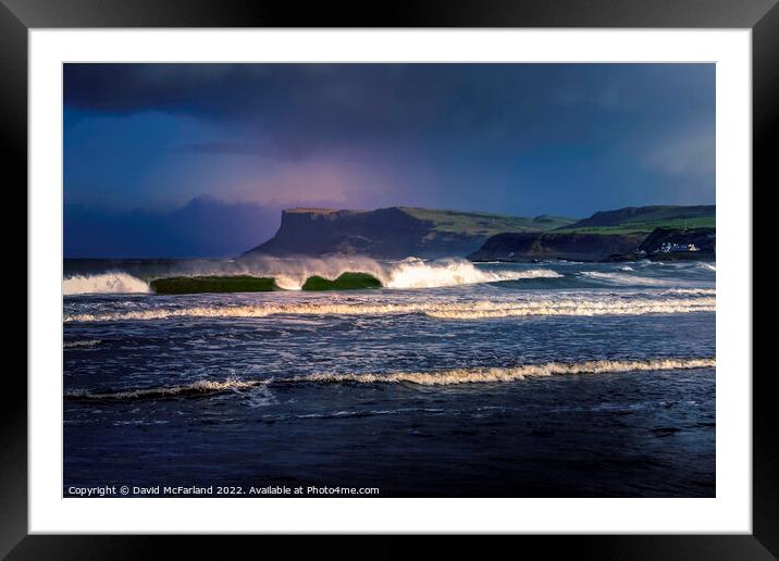 Fair Head stormy waters Framed Mounted Print by David McFarland