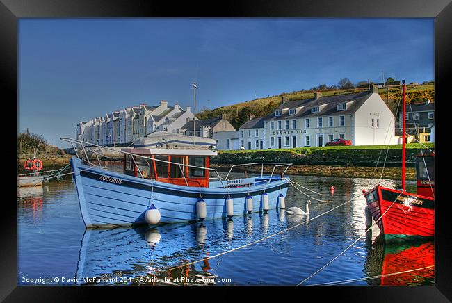 Cushendun harbour reflections Framed Print by David McFarland