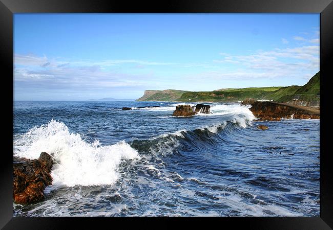 Fair Head surf Framed Print by David McFarland