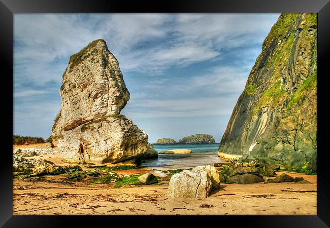 Secluded Cove at Ballintoy Framed Print by David McFarland