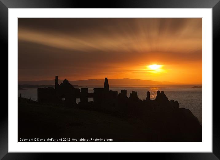 Dunluce Castle sunset Framed Mounted Print by David McFarland