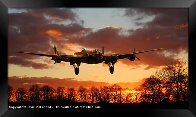 Dawn Arrival of Lancaster Bomber Framed Print by David McFarland