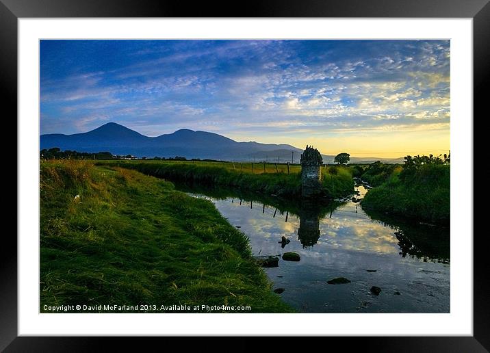 Stunning Sunset View of the Mourne Mountains from  Framed Mounted Print by David McFarland