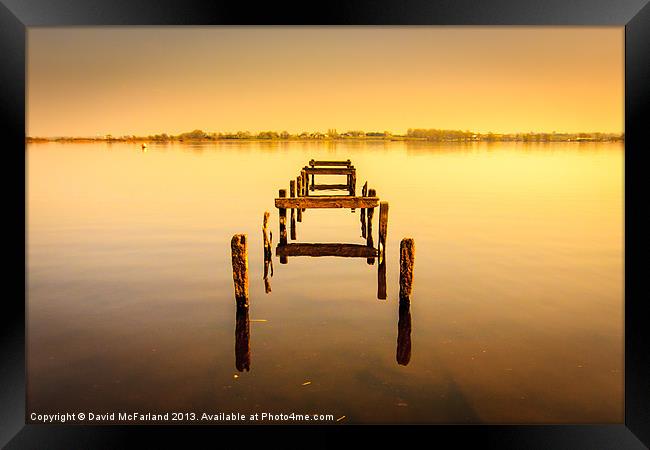 Old jetty at Oxford Island nature reserve in North Framed Print by David McFarland