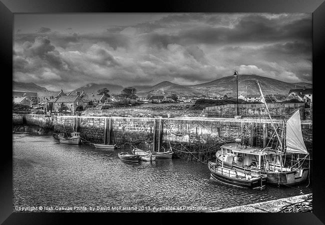 Annalong Harbour (Mono) Framed Print by David McFarland