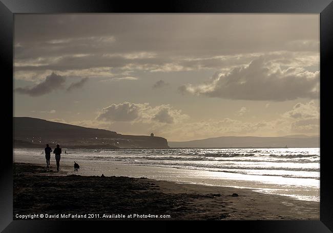 Footsteps on the shore Framed Print by David McFarland