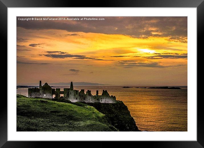  Illuminated Dunluce Castle Framed Mounted Print by David McFarland