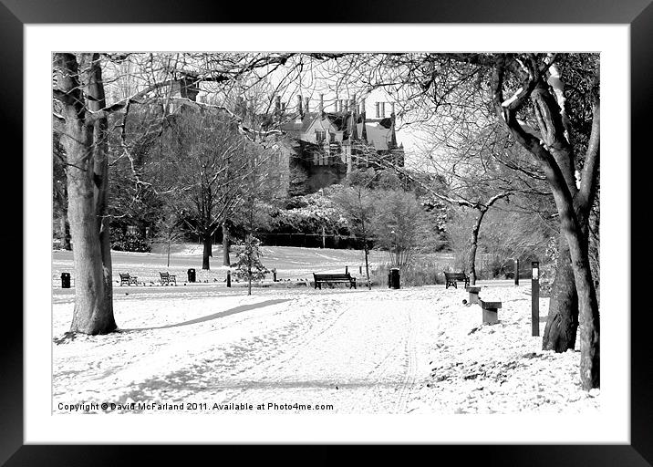Lurgan Park in the snow Framed Mounted Print by David McFarland