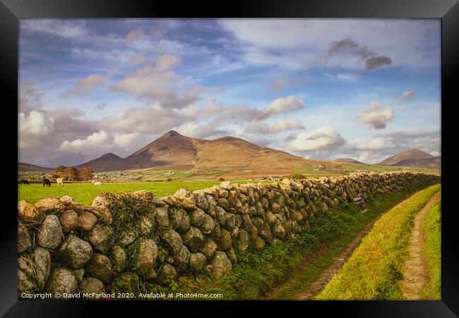 Mourne mountain pathway Framed Print by David McFarland