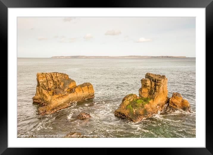 Rocks and Rathlin, Northern Ireland Framed Mounted Print by David McFarland