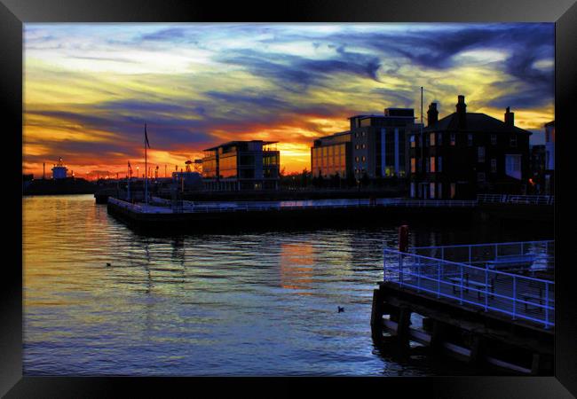 WATERFRONT SUNSET 2011 Framed Print by Martin Parkinson