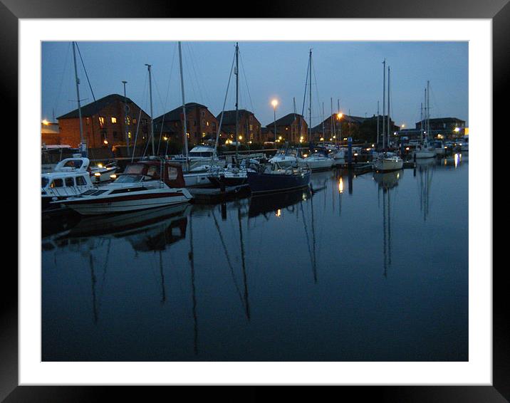 blue marina Framed Mounted Print by Martin Parkinson