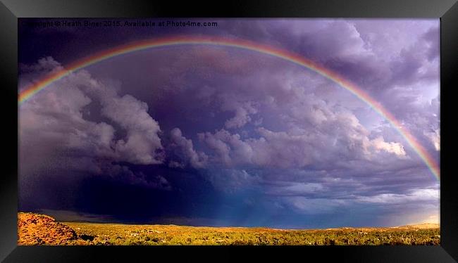 Rainbow over the Desert Storm Framed Print by Heath Birrer