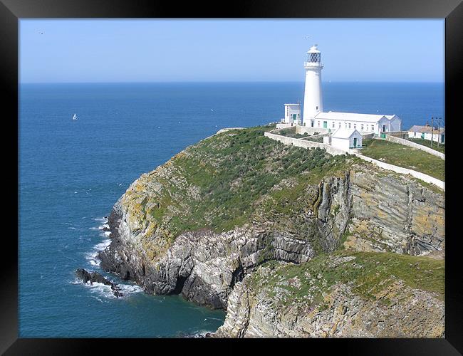 southstack anglesy Framed Print by bryan hill