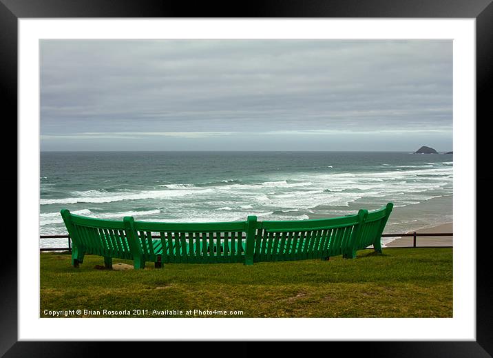 #Perranporth Seat With a View Framed Mounted Print by Brian Roscorla