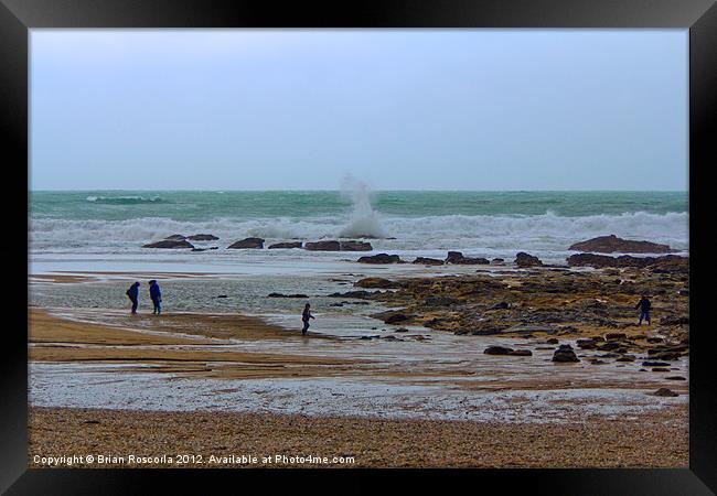 Portreath  Beach Cornwall Framed Print by Brian Roscorla