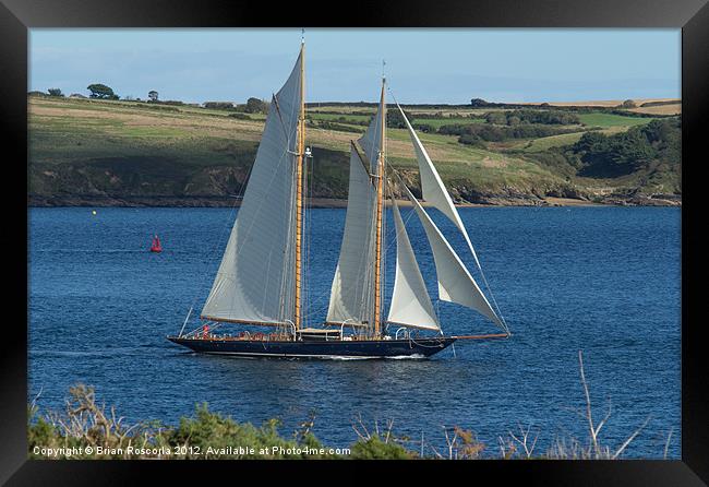 Blue Schooner 02 Framed Print by Brian Roscorla