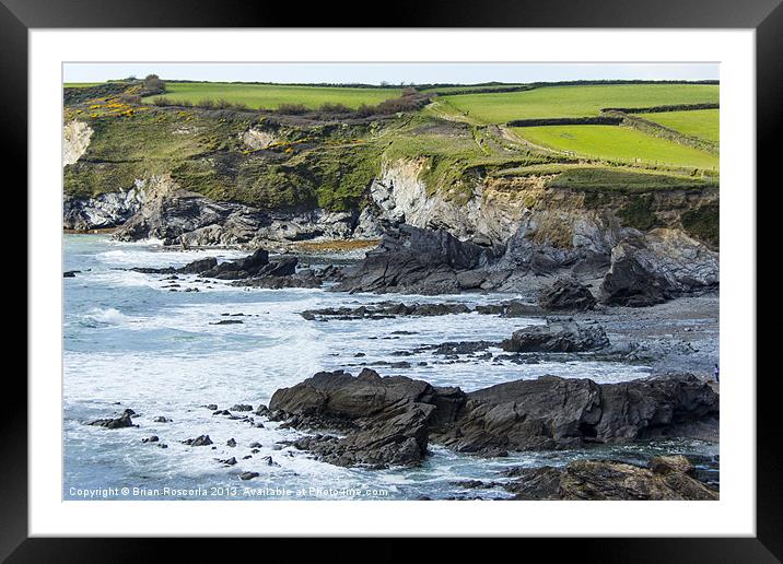 Cornish Seascape Gunwalloe Framed Mounted Print by Brian Roscorla