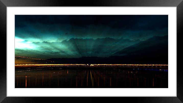 New Severn bridge at Night Framed Mounted Print by Brian Roscorla