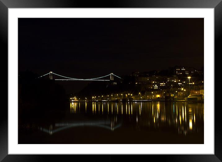 Clifton Suspension Bridge at Night Framed Mounted Print by Brian Roscorla
